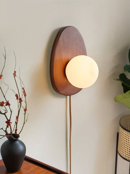 Orba Walnut Plug-in Wall Lamp with LED Indoor Lighting