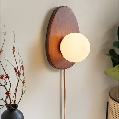 Orba Walnut Plug-in Wall Lamp with LED Indoor Lighting