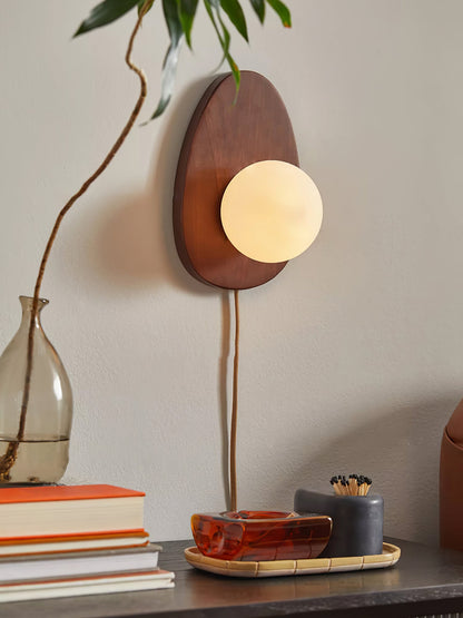 Orba Walnut Plug-in Wall Lamp with LED Indoor Lighting