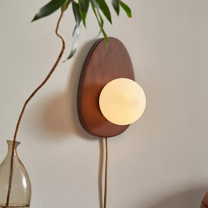 Orba Walnut Plug-in Wall Lamp with LED Indoor Lighting