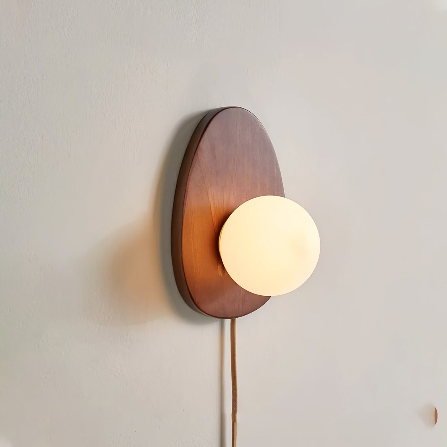 Orba Walnut Plug-in Wall Lamp with LED Indoor Lighting