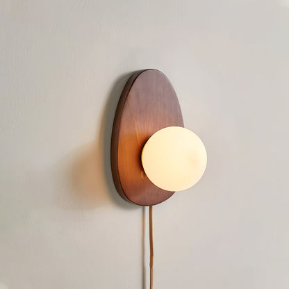 Orba Walnut Plug-in Wall Lamp with LED Indoor Lighting