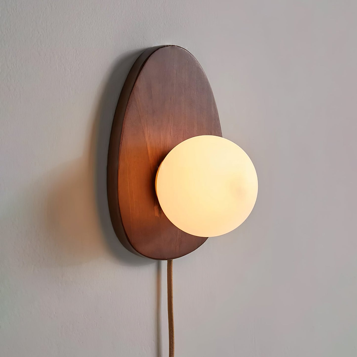 Orba Walnut Plug-in Wall Lamp with LED Indoor Lighting