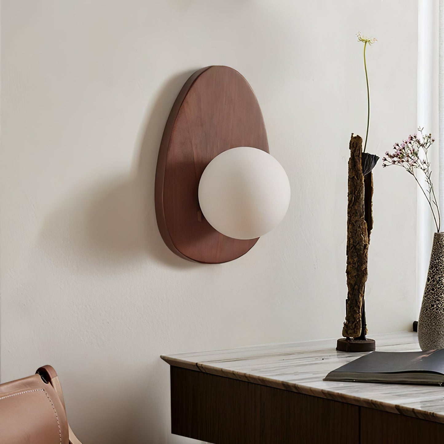 Orba Walnut Wall Lamp - LED Indoor Lighting, Elegant Design