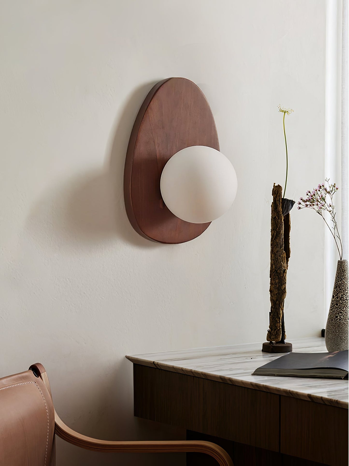 Orba Walnut Wall Lamp - LED Indoor Lighting, Elegant Design
