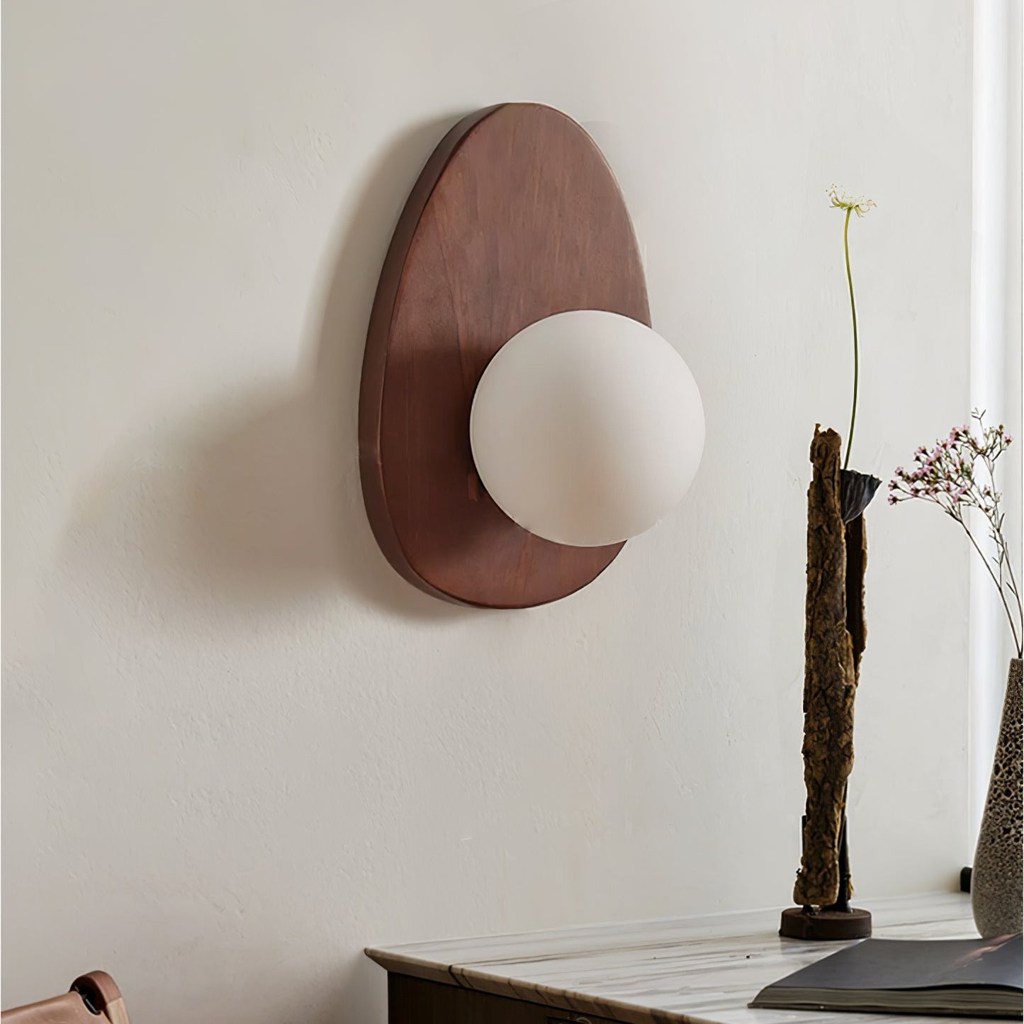 Orba Walnut Wall Lamp - LED Indoor Lighting, Elegant Design
