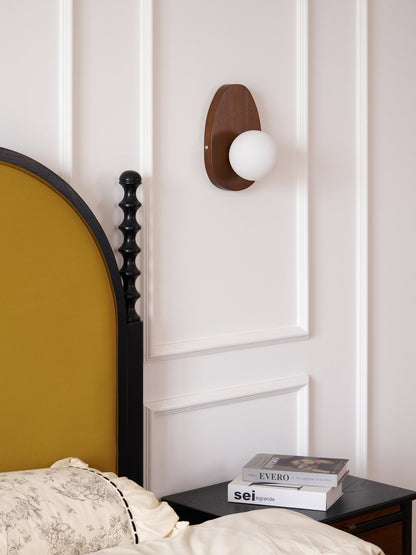 Orba Walnut Plug-in Wall Lamp with LED Indoor Lighting