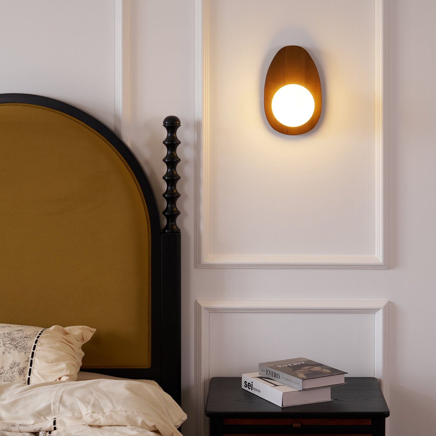 Orba Walnut Plug-in Wall Lamp with LED Indoor Lighting