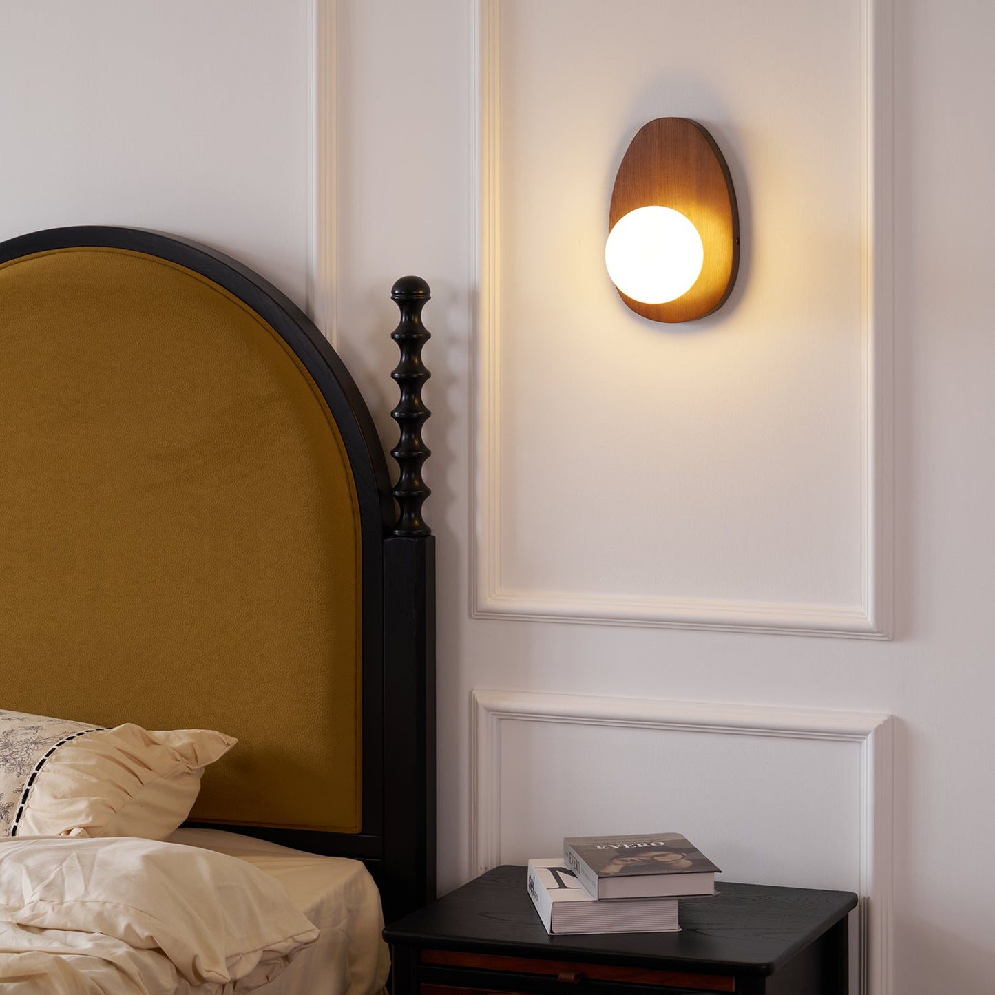 Orba Walnut Plug-in Wall Lamp with LED Indoor Lighting