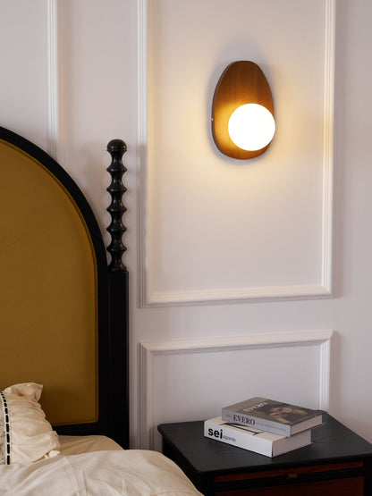 Orba Walnut Plug-in Wall Lamp with LED Indoor Lighting