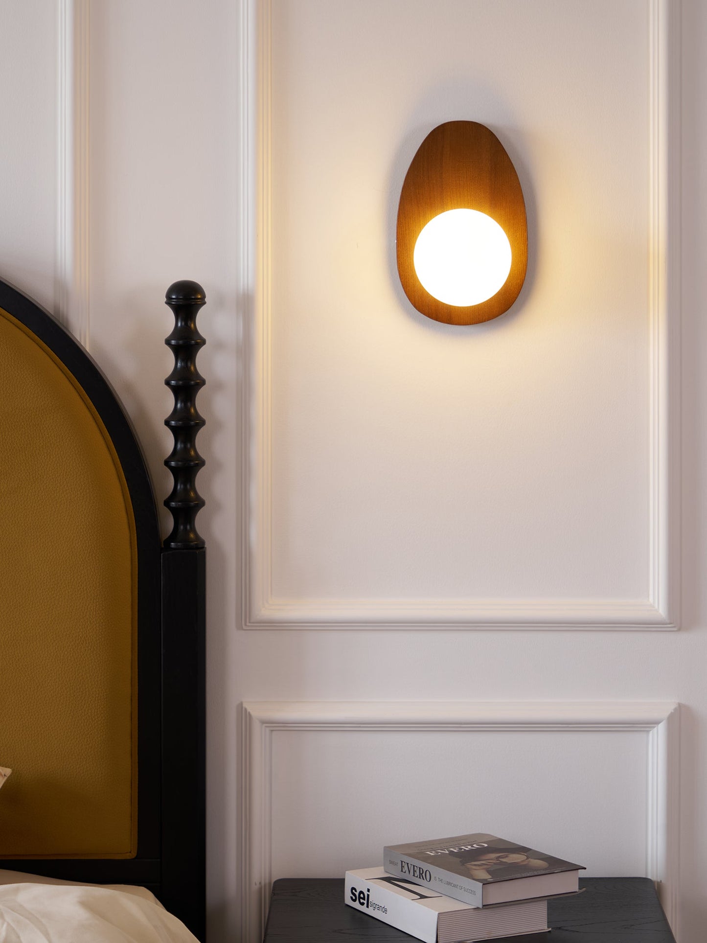 Orba Walnut Plug-in Wall Lamp with LED Indoor Lighting