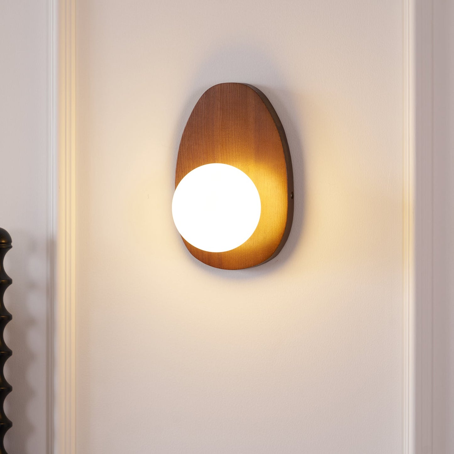 Orba Walnut Plug-in Wall Lamp with LED Indoor Lighting