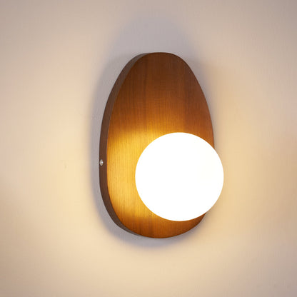 Orba Walnut Plug-in Wall Lamp with LED Indoor Lighting