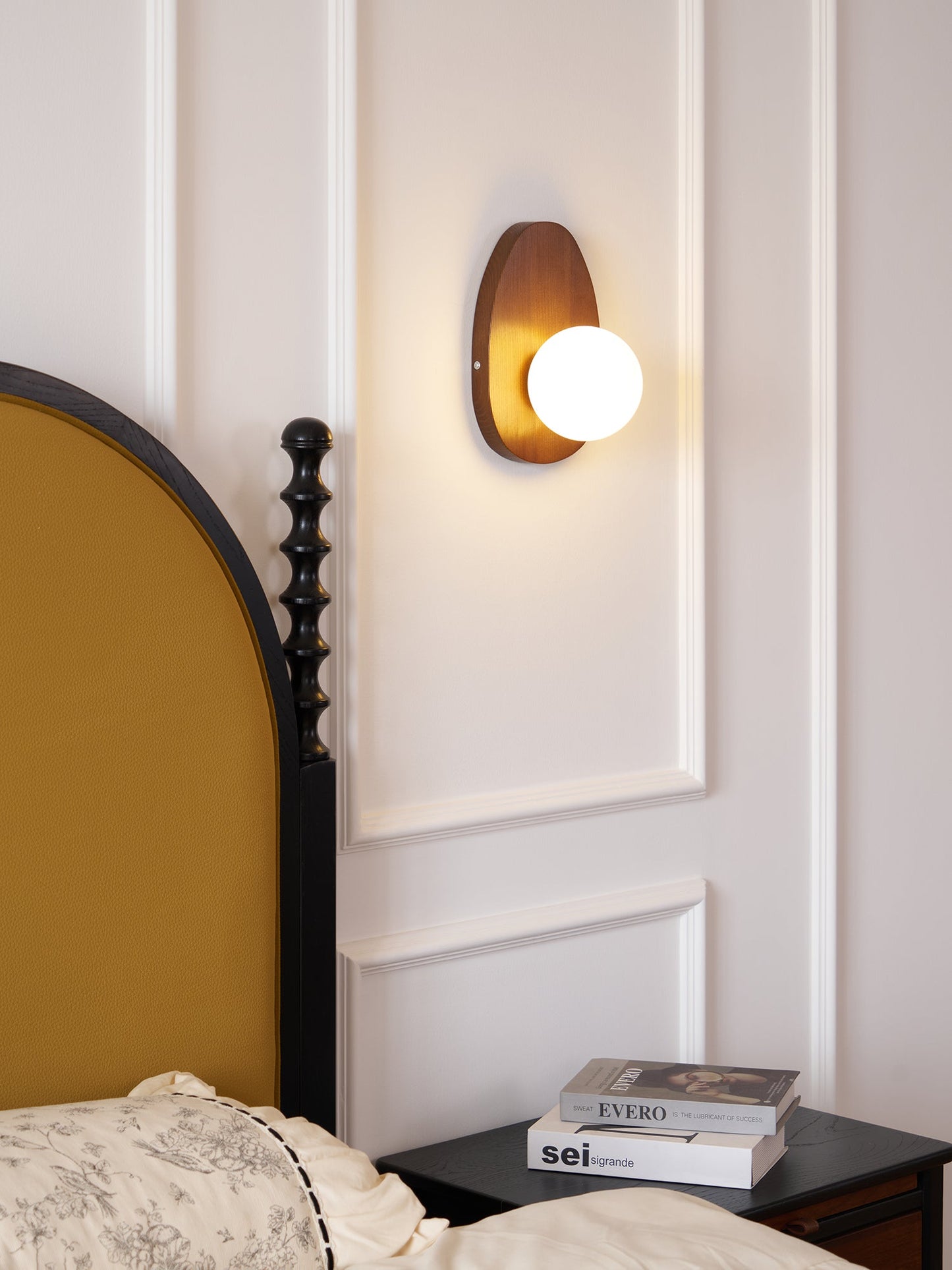 Orba Walnut Plug-in Wall Lamp with LED Indoor Lighting
