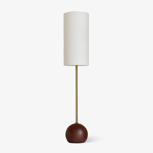Orbis Wooden Sphere Floor Lamp LED Fabric Shade Natural Wood