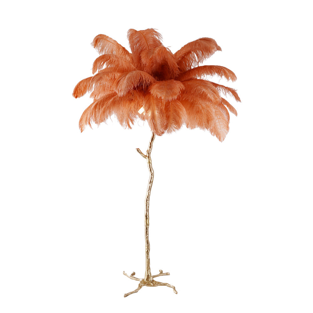 Ostrich Feather Brass Floor Lamp - Luxury Indoor Lighting