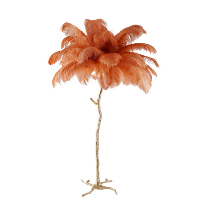 Ostrich Feather Brass Floor Lamp - Luxury Indoor Lighting