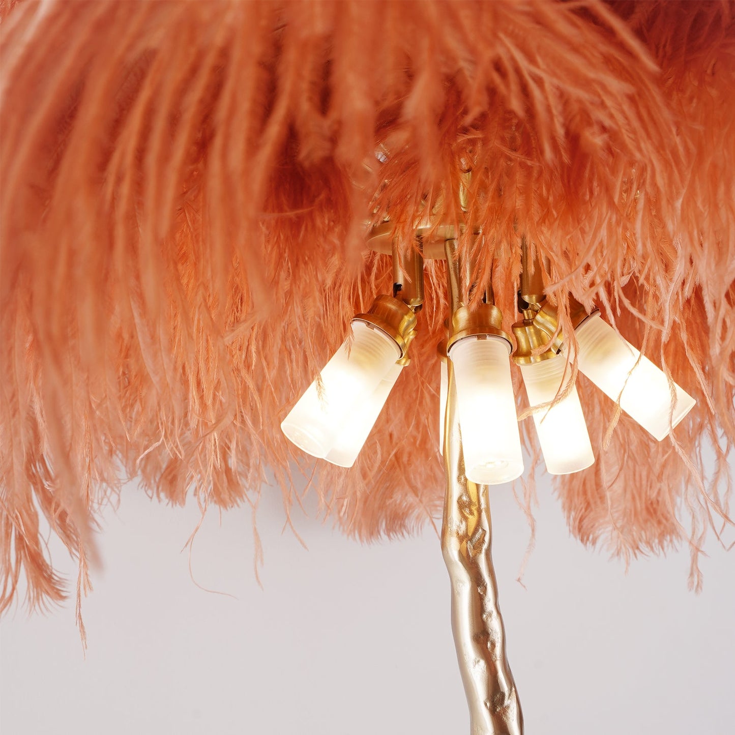 Ostrich Feather Brass Floor Lamp - Luxury Indoor Lighting