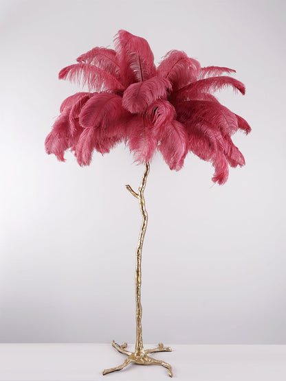 Ostrich Feather Brass Floor Lamp - Luxury Indoor Lighting