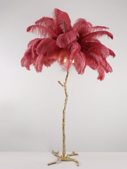 Ostrich Feather Brass Floor Lamp - Luxury Indoor Lighting