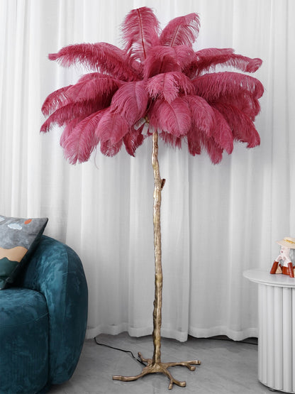 Ostrich Feather Brass Floor Lamp - Luxury Indoor Lighting