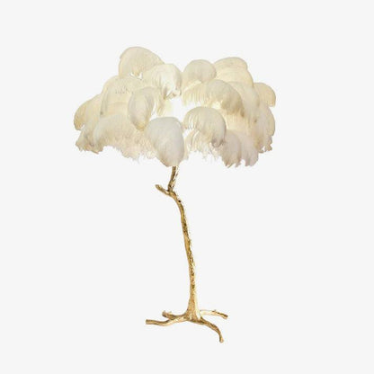 Ostrich Feather Brass Floor Lamp - Luxury Indoor Lighting
