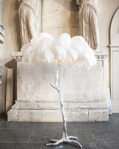 Ostrich Feather Brass Floor Lamp - Luxury Indoor Lighting