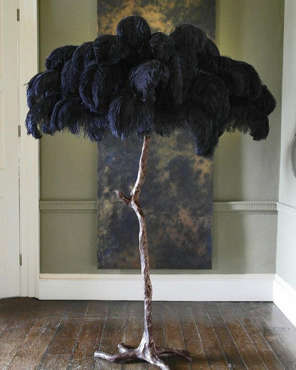 Ostrich Feather Brass Floor Lamp - Luxury Indoor Lighting