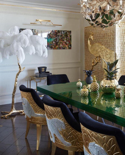 Ostrich Feather Brass Floor Lamp - Luxury Indoor Lighting
