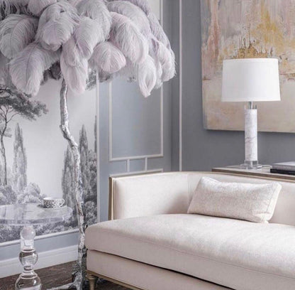 Ostrich Feather Brass Floor Lamp - Luxury Indoor Lighting
