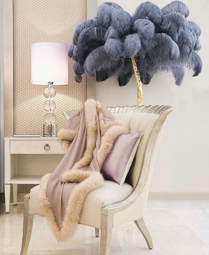 Ostrich Feather Brass Floor Lamp - Luxury Indoor Lighting