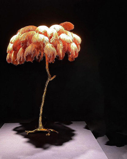 Ostrich Feather Brass Floor Lamp - Luxury Indoor Lighting