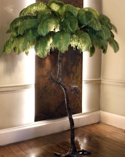 Ostrich Feather Brass Floor Lamp - Luxury Indoor Lighting