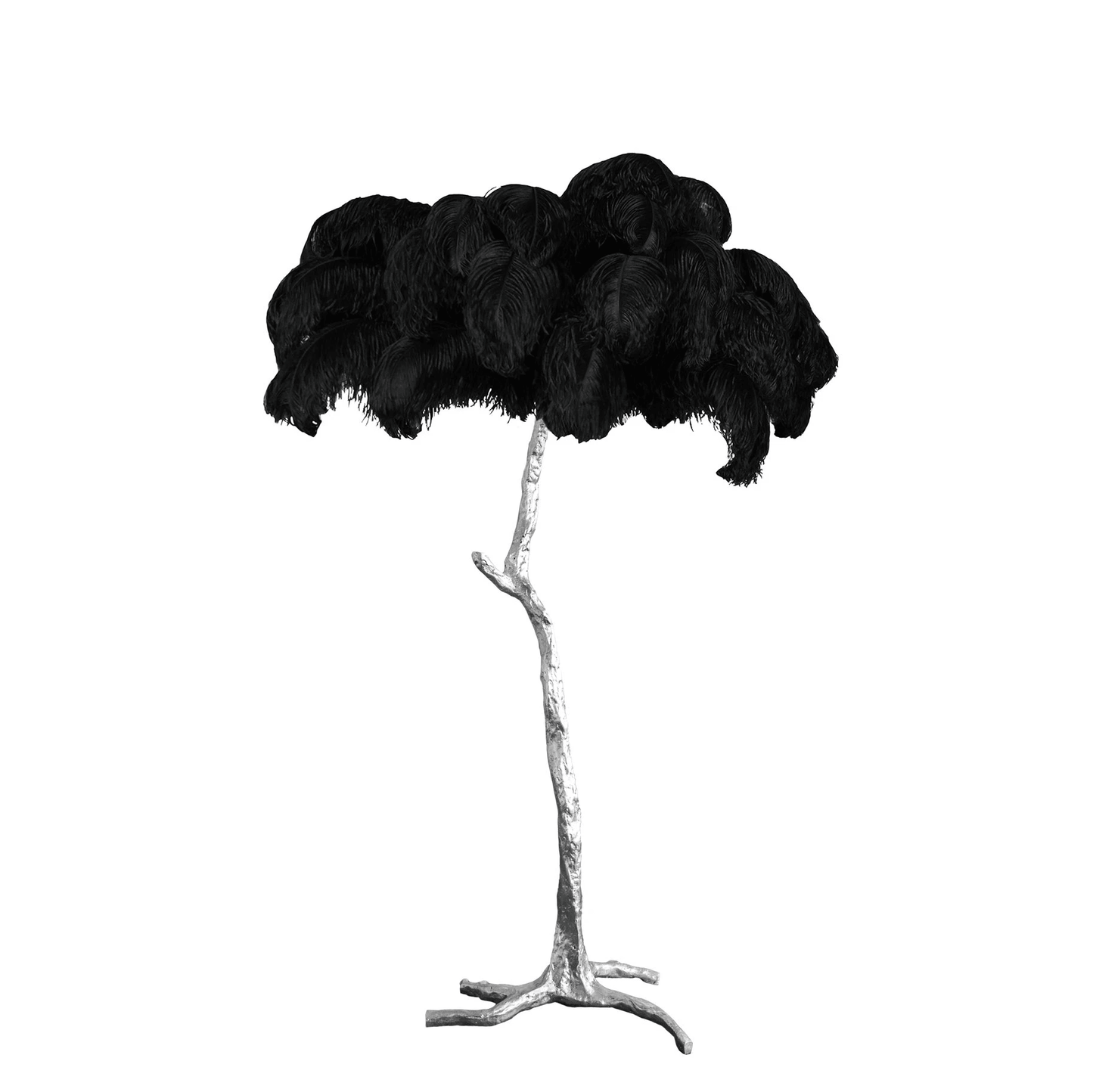 Ostrich Feather Brass Floor Lamp - Luxury Indoor Lighting
