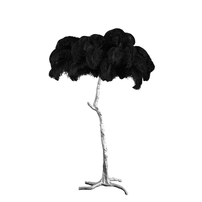 Ostrich Feather Brass Floor Lamp - Luxury Indoor Lighting