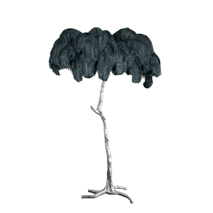 Ostrich Feather Brass Floor Lamp - Luxury Indoor Lighting