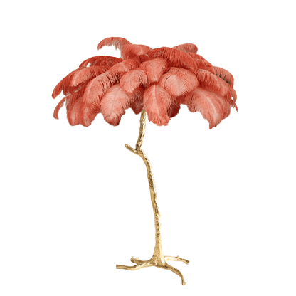 Ostrich Feather Brass Floor Lamp - Luxury Indoor Lighting