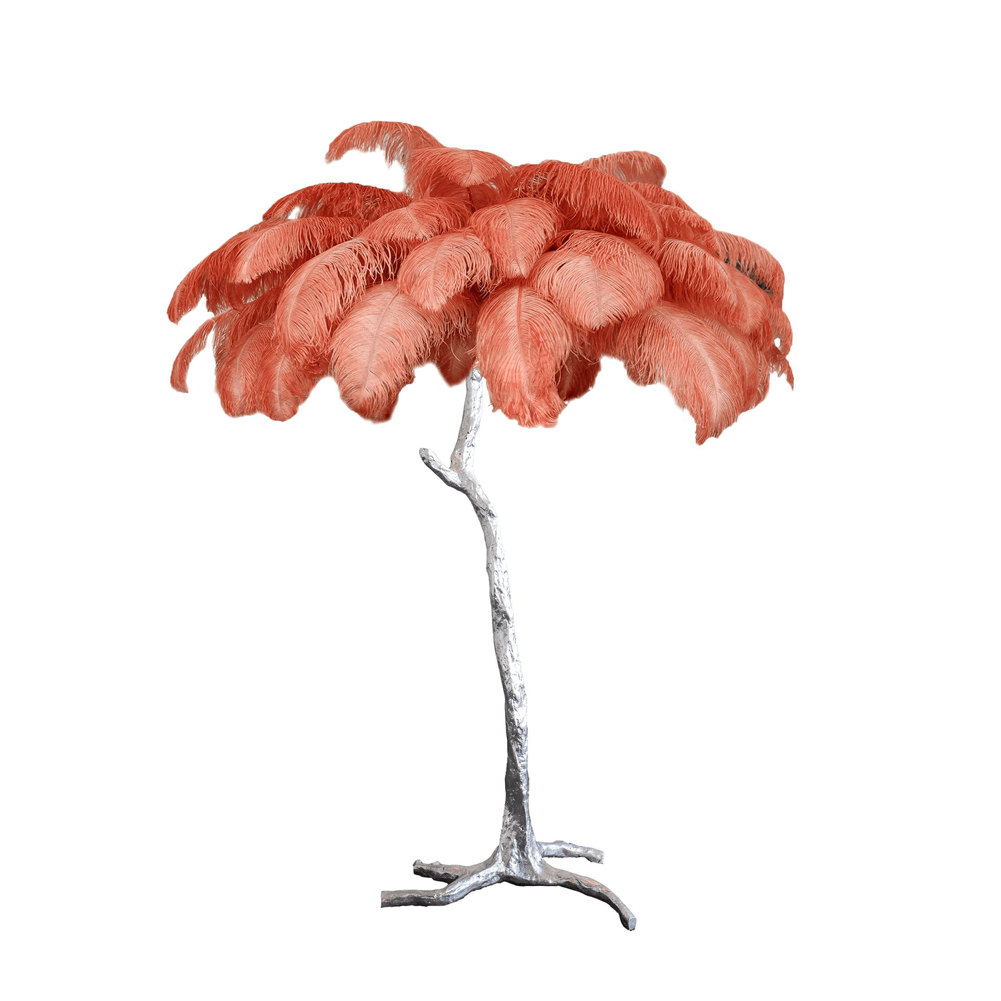 Ostrich Feather Brass Floor Lamp - Luxury Indoor Lighting