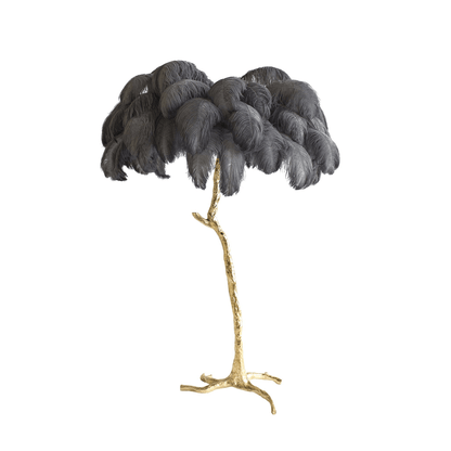 Ostrich Feather Brass Floor Lamp - Luxury Indoor Lighting