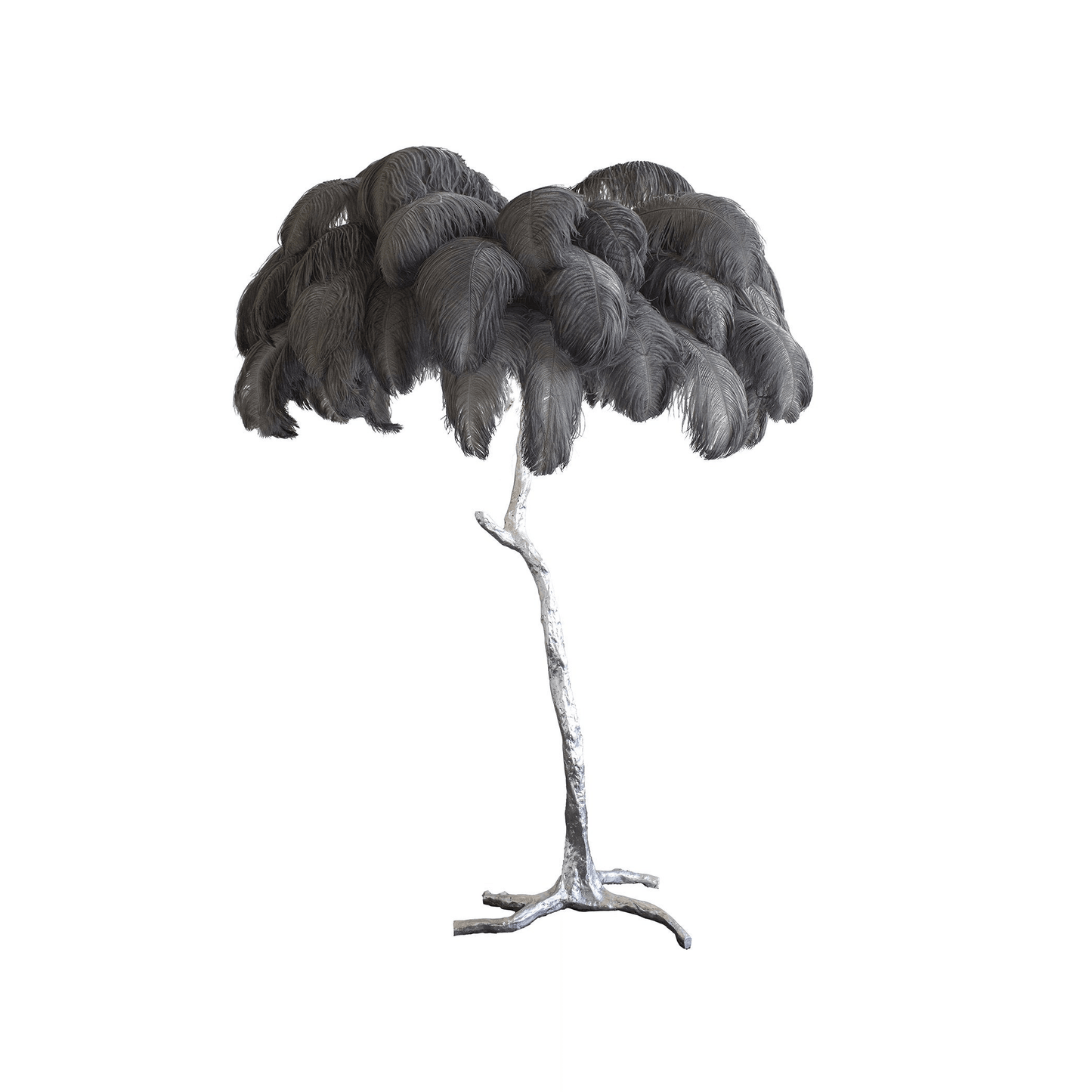 Ostrich Feather Brass Floor Lamp - Luxury Indoor Lighting