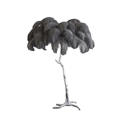 Ostrich Feather Brass Floor Lamp - Luxury Indoor Lighting