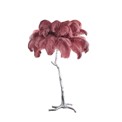 Ostrich Feather Brass Floor Lamp - Luxury Indoor Lighting