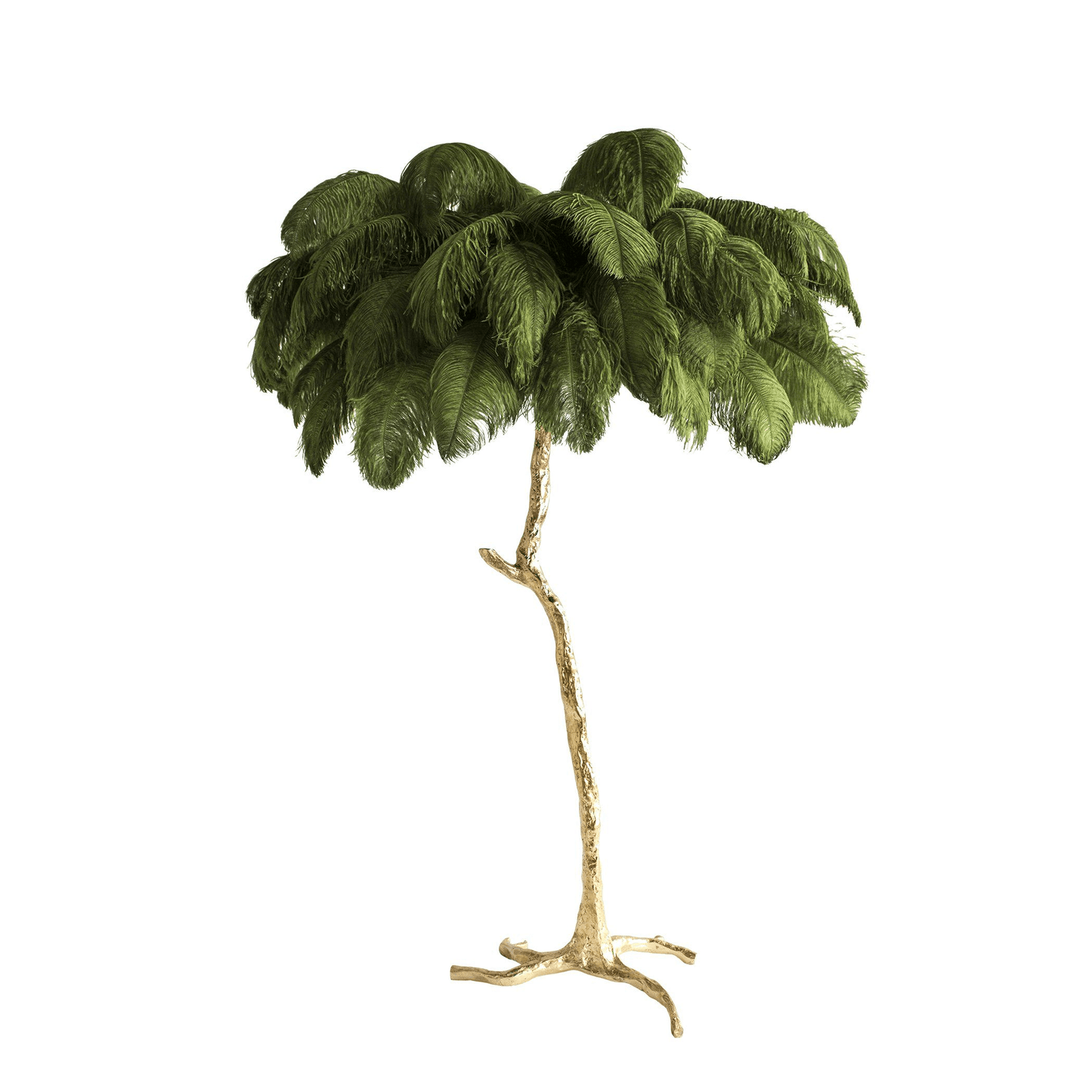 Ostrich Feather Brass Floor Lamp - Luxury Indoor Lighting