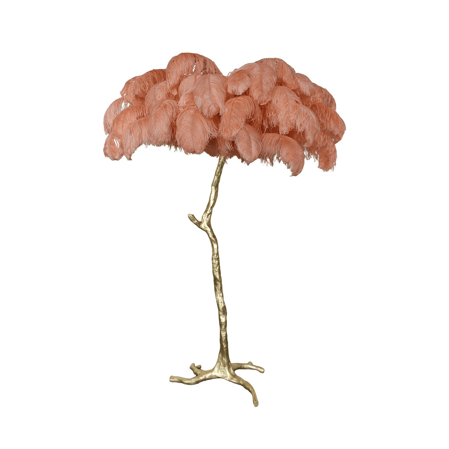 Ostrich Feather Brass Floor Lamp - Luxury Indoor Lighting