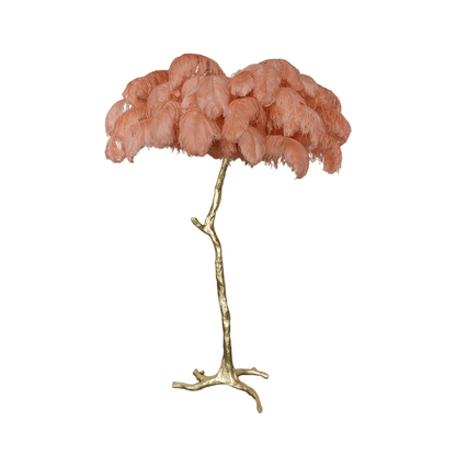 Ostrich Feather Brass Floor Lamp - Luxury Indoor Lighting