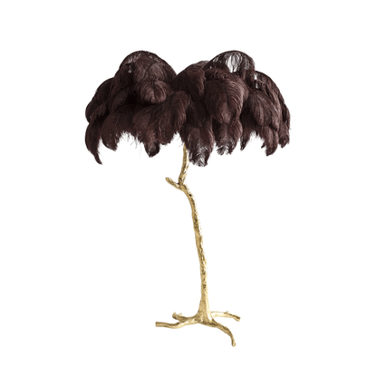Ostrich Feather Brass Floor Lamp - Luxury Indoor Lighting
