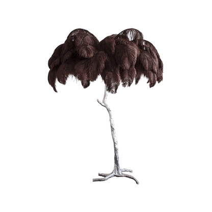 Ostrich Feather Brass Floor Lamp - Luxury Indoor Lighting