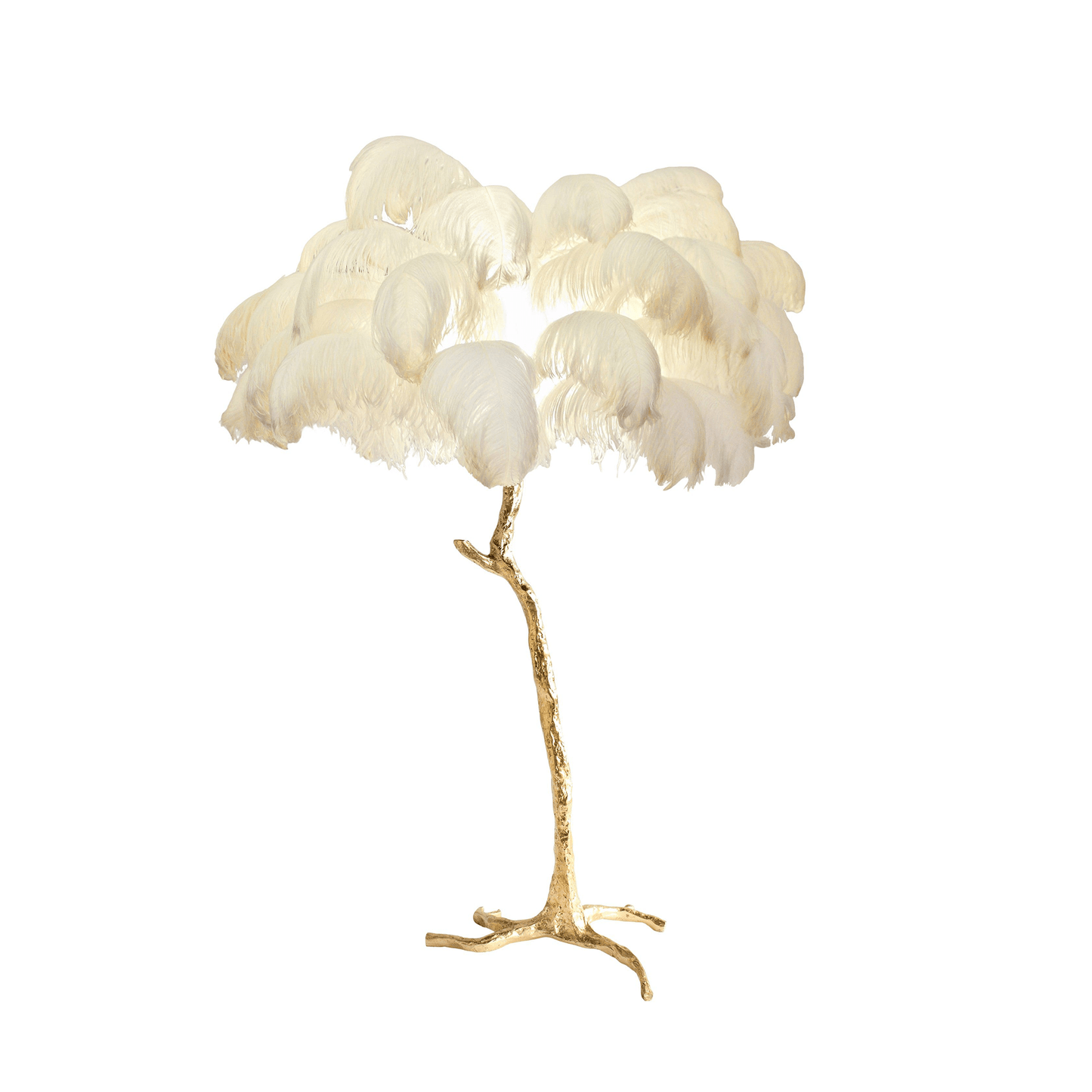 Ostrich Feather Brass Floor Lamp - Luxury Indoor Lighting