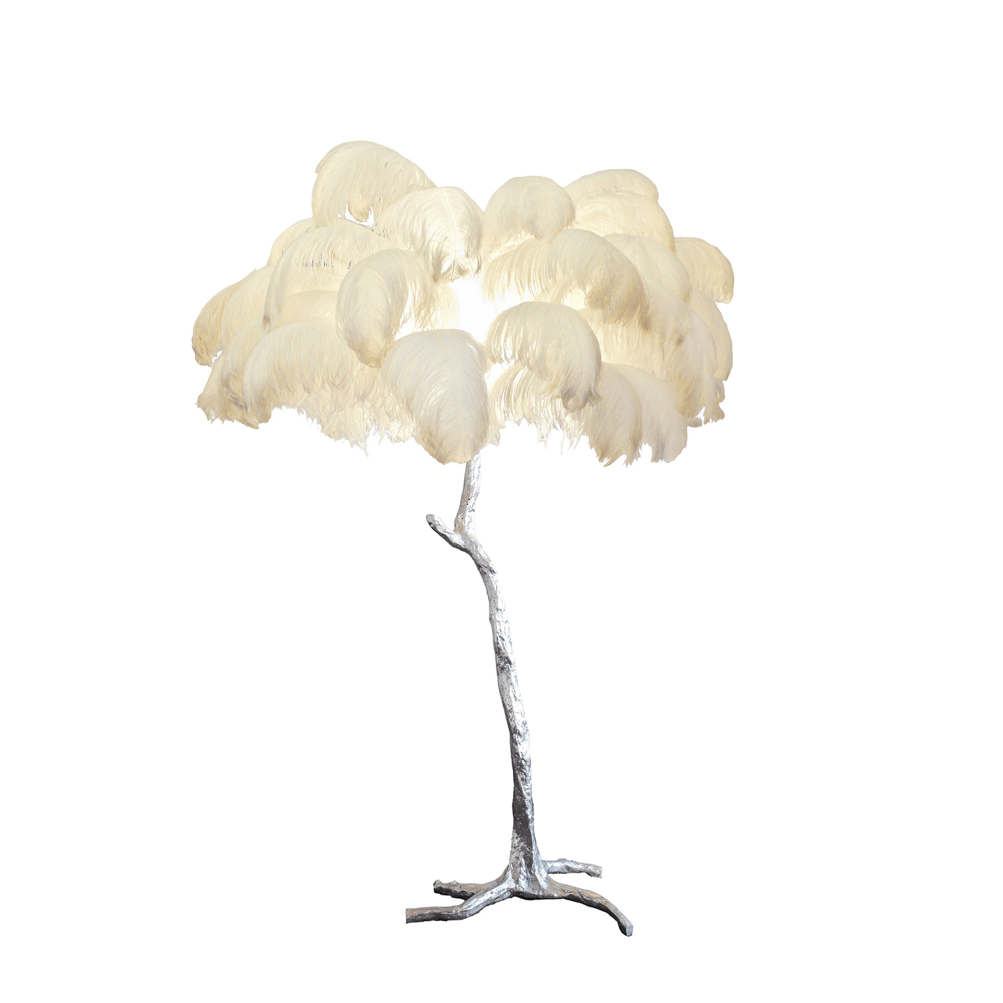 Ostrich Feather Brass Floor Lamp - Luxury Indoor Lighting
