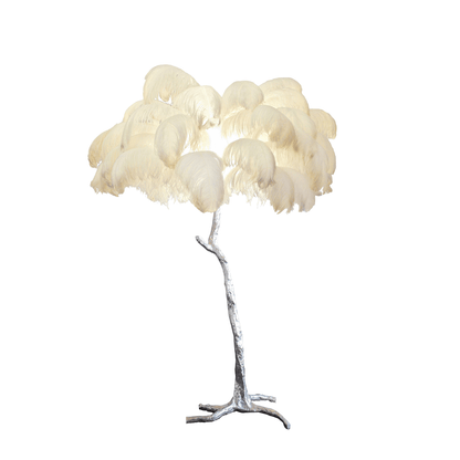 Ostrich Feather Brass Floor Lamp - Luxury Indoor Lighting